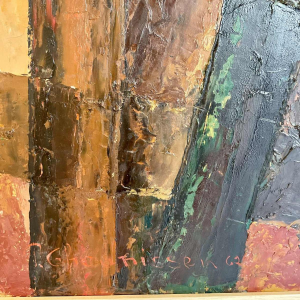 Paule Theunissen « Composition abstraite » peinture huile sur panneau, 1962