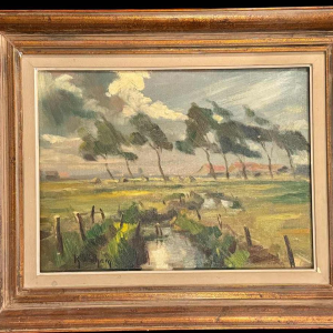 René WILHEM " Landschap " schilderij olieverf op doek