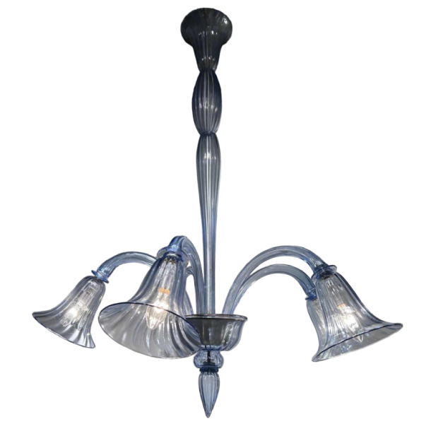 Venini , Lustre cinq branches en verre de Venise 1930/1940