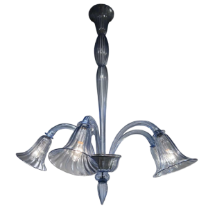 Venini , Lustre cinq branches en verre de Venise 1930/1940