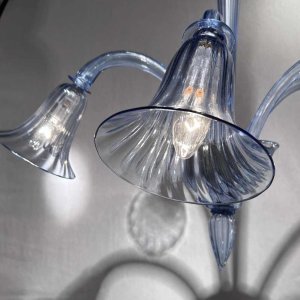 Venini , Lustre cinq branches en verre de Venise 1930/1940