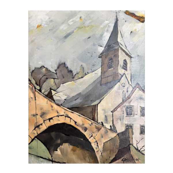 Gérard GRIBAUMONT "Ardenne or Gaume landscape" painting oil on canvas