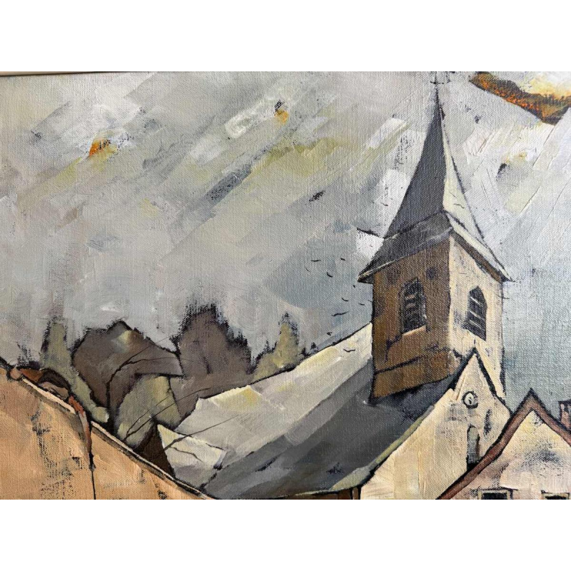 Gérard GRIBAUMONT "Ardenne or Gaume landscape" painting oil on canvas