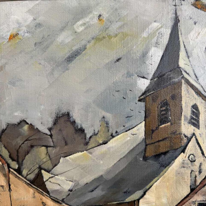 Gérard GRIBAUMONT «Paysage dArdenne ou Gaume» peinture huile sur toile