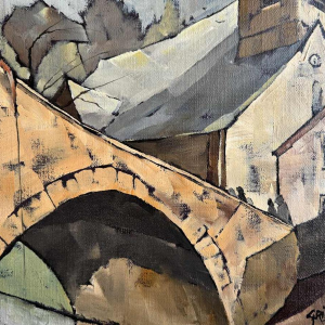 Gérard GRIBAUMONT «Paysage dArdenne ou Gaume» peinture huile sur toile