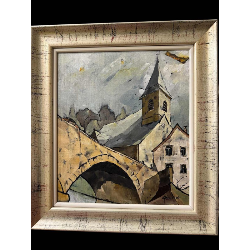 Gérard GRIBAUMONT "Ardennen- of Gaumelandschap" schilderij olieverf op doek