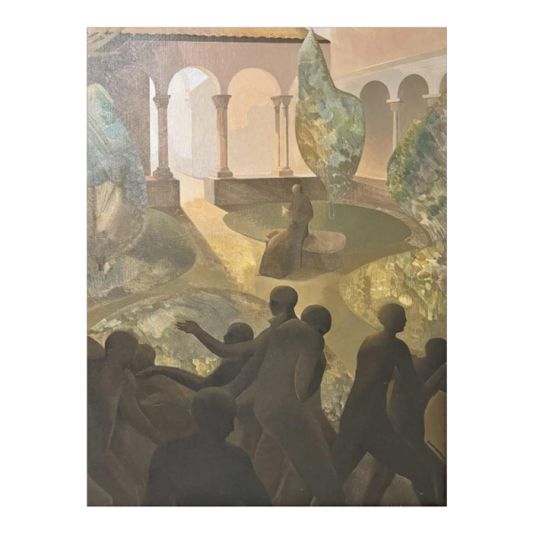 Igor SWINGEDAU "Symbolist scene" painting oil on canvas