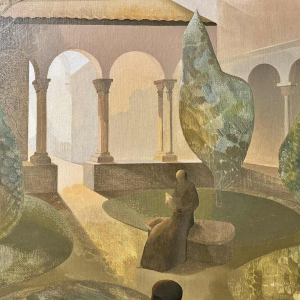 Igor SWINGEDAU « Symbolistische scène » schilderij olie op doek