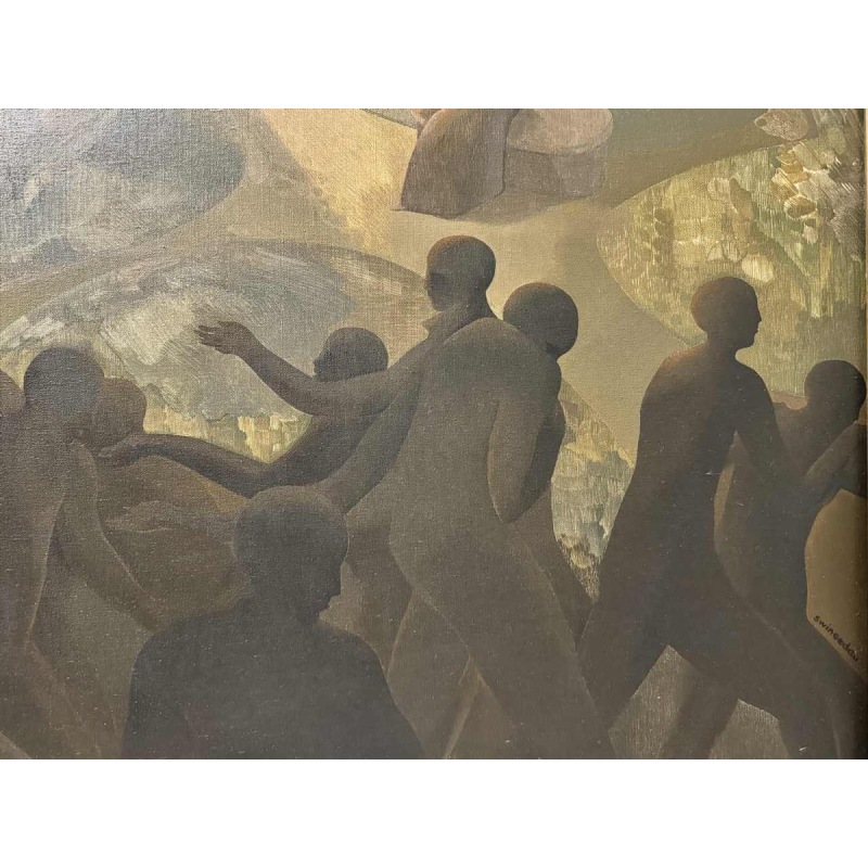 Igor SWINGEDAU « Symbolistische scène » schilderij olie op doek