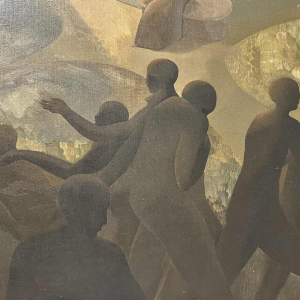 Igor SWINGEDAU « Symbolistische scène » schilderij olie op doek