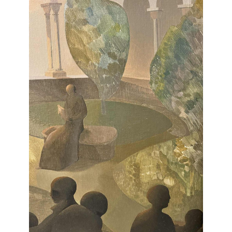 Igor SWINGEDAU « Symbolistische scène » schilderij olie op doek