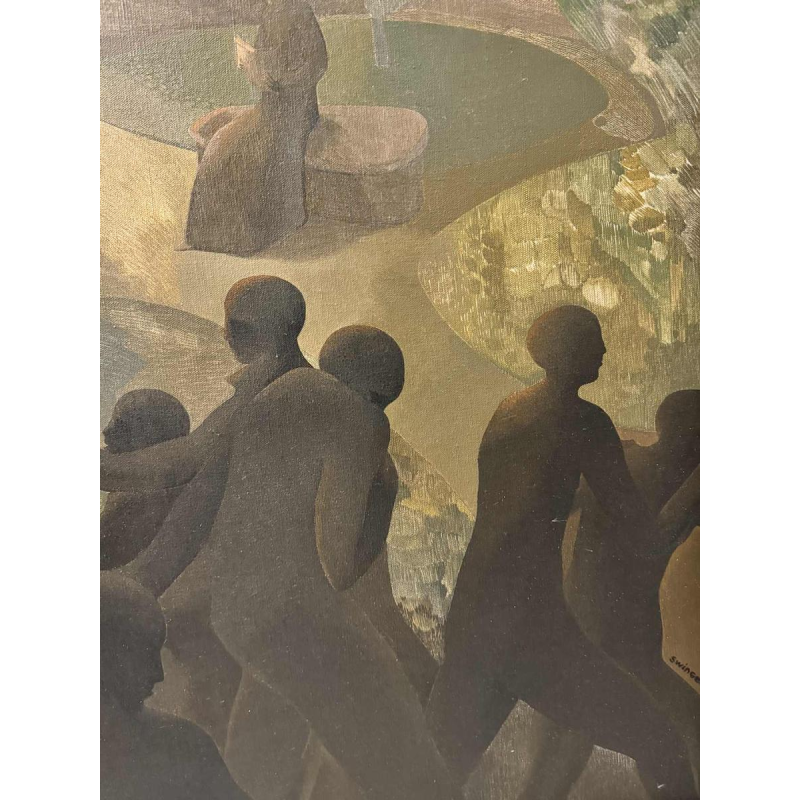 Igor SWINGEDAU "Symbolist scene" painting oil on canvas