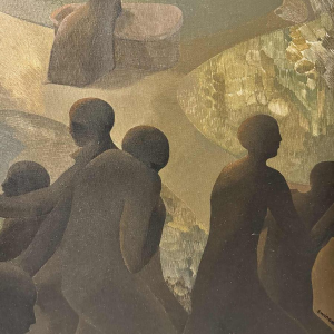 Igor SWINGEDAU « Symbolistische scène » schilderij olie op doek