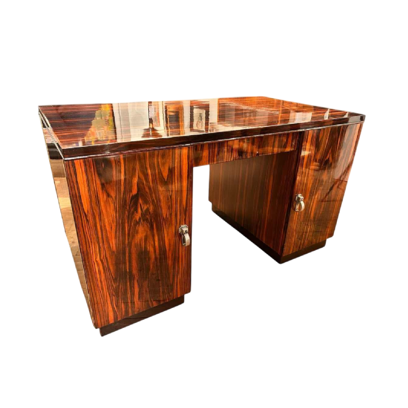 Bureau Art Déco double face, ébène de Macassar poli au tampon, France ca 1925