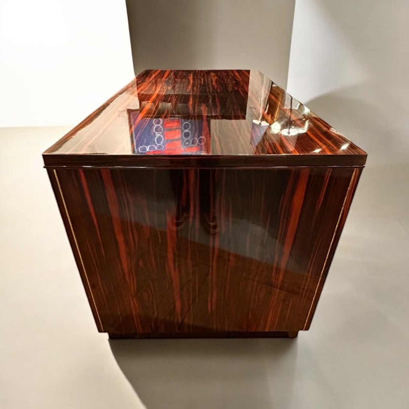Bureau Art Déco double face, ébène de Macassar poli au tampon, France ca 1925