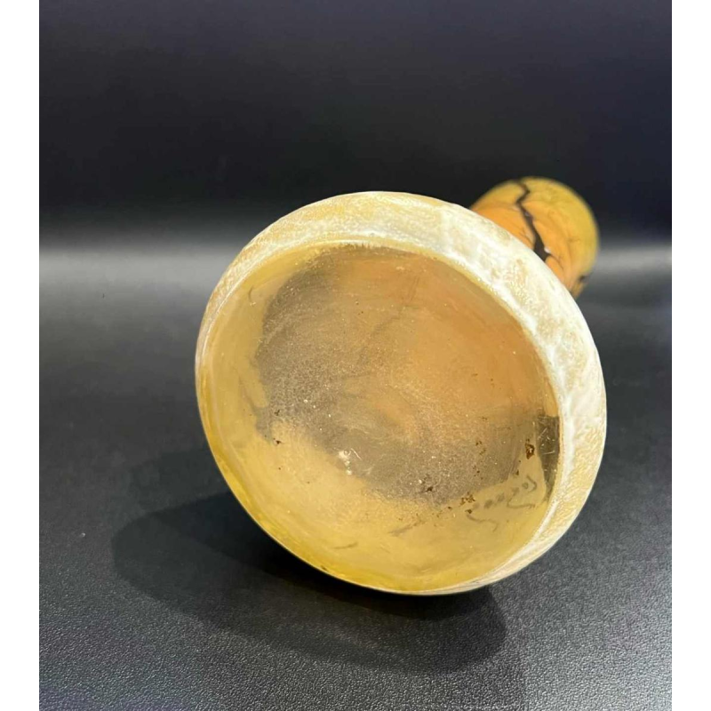 Legras, vase à décor de paysage hivernal sur fond orange nuancé, ca 1900