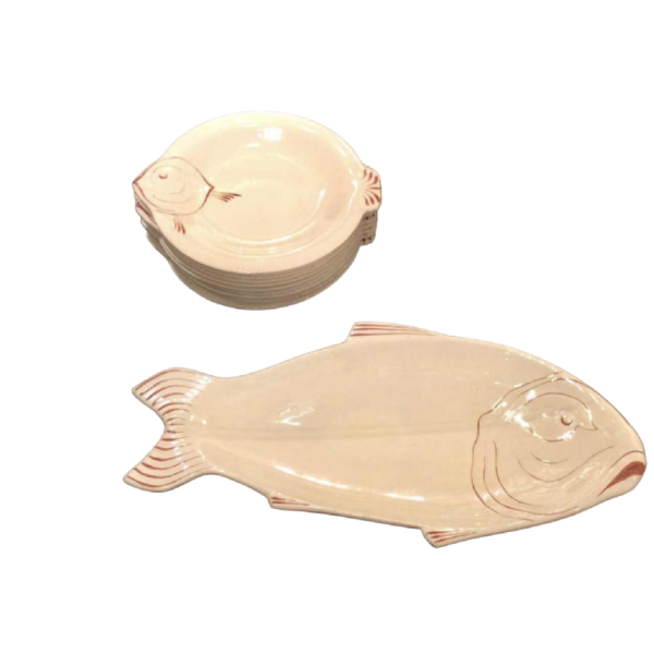 Service à poissons en faïence de Longwy Art Deco