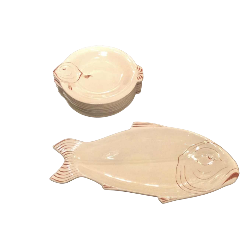 Art Deco Longwy aardewerk visservies