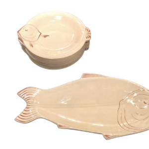Art Deco Longwy earthenware fish service