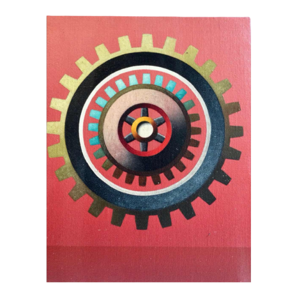 Roger Nellens « Abstraction mécanique », huile sur toile, école belge