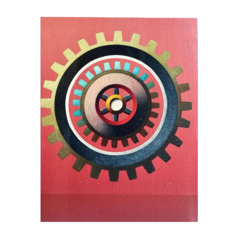Roger Nellens " Mechanische abstractie Abstraction mécanique", olieverf op doek, Belgische school
