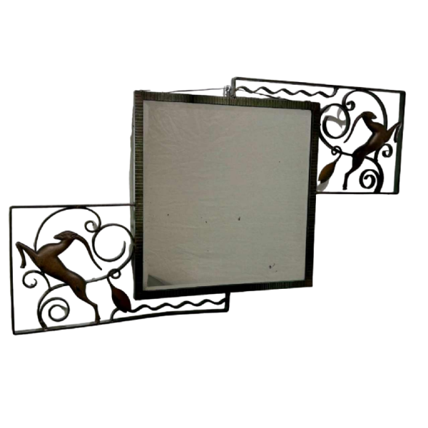 Michel Zadounaïsky, Art Deco wrought iron animal mirror, France ca 1935