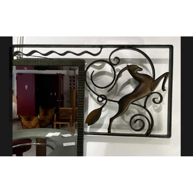 Michel Zadounaïsky, Art Deco smeedijzeren dierenspiegel, Frankrijk ca 1935