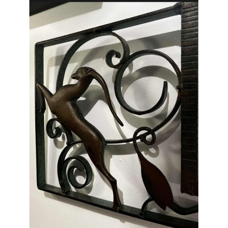 Michel Zadounaïsky, miroir animalier Art Déco en fer forgé, France ca 1935