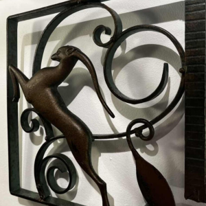 Michel Zadounaïsky, Art Deco wrought iron animal mirror, France ca 1935