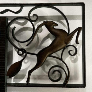 Michel Zadounaïsky, miroir animalier Art Déco en fer forgé, France ca 1935