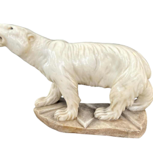 sculpture ART DECO in alabaster "polar bear" signed FRISSI, ca 1920