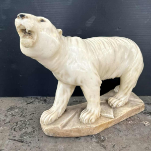 sculpture ART DECO in alabaster "polar bear" signed FRISSI, ca 1920