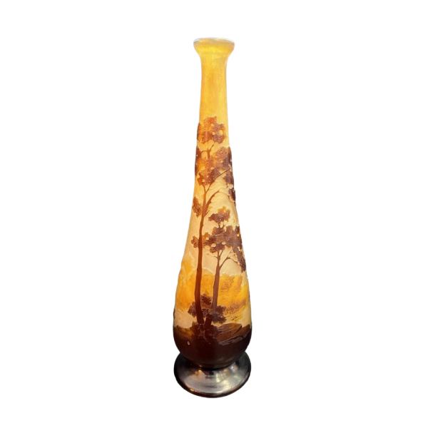 Emile GALLE, multi-layered glass vase with ‘Lakescape' decor, late 19th century