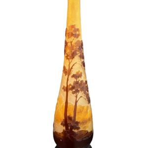 Emile GALLE, multi-layered glass vase with ‘Lakescape' decor, late 19th century