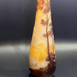 Emile GALLE, multi-layered glass vase with ‘Lakescape' decor, late 19th century