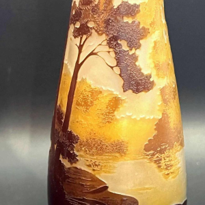 Emile GALLE, multi-layered glass vase with ‘Lakescape' decor, late 19th century