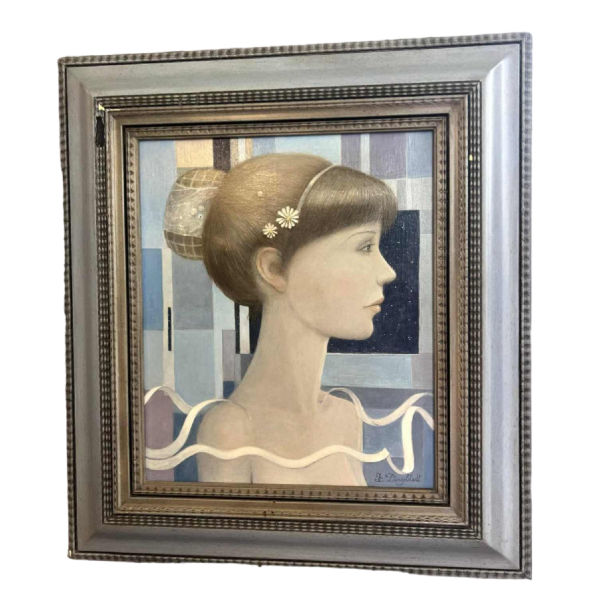 DINGELSTADT Jean-Claude “Portrait de jeune fille” schilderij olieverf op doek, 20e eeuw