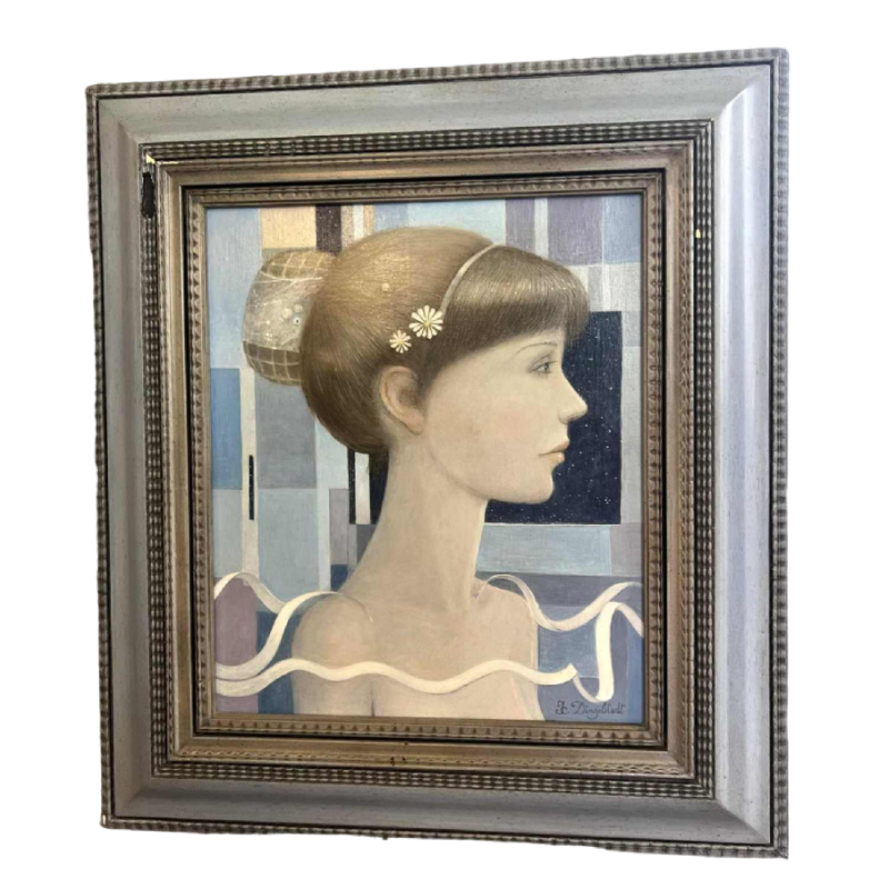 DINGELSTADT Jean-Claude ‘Portrait de jeune fille’ painting oil on canvas, 20th century