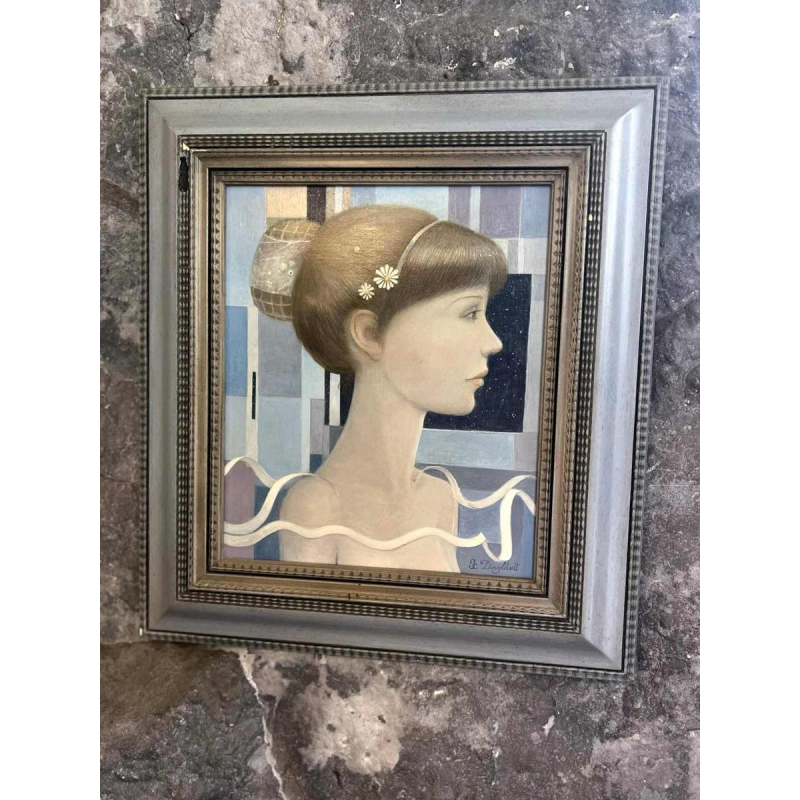 DINGELSTADT Jean-Claude “Portrait de jeune fille” schilderij olieverf op doek, 20e eeuw