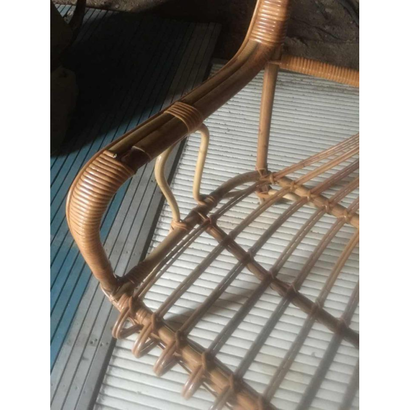 tweezits rieten / rotan bank of bench, circa 1970