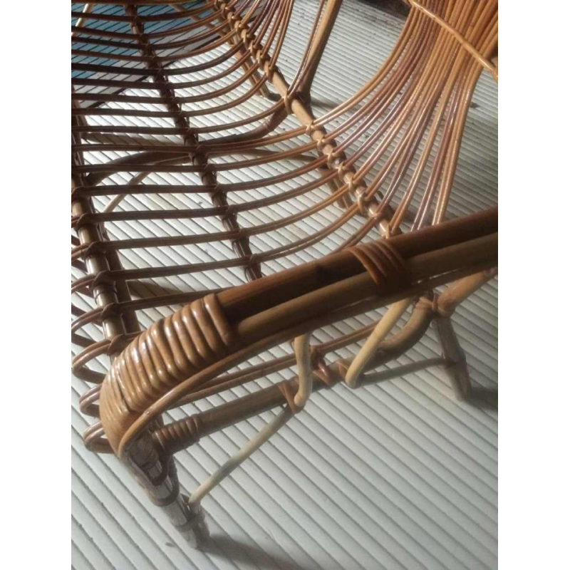 tweezits rieten / rotan bank of bench, circa 1970