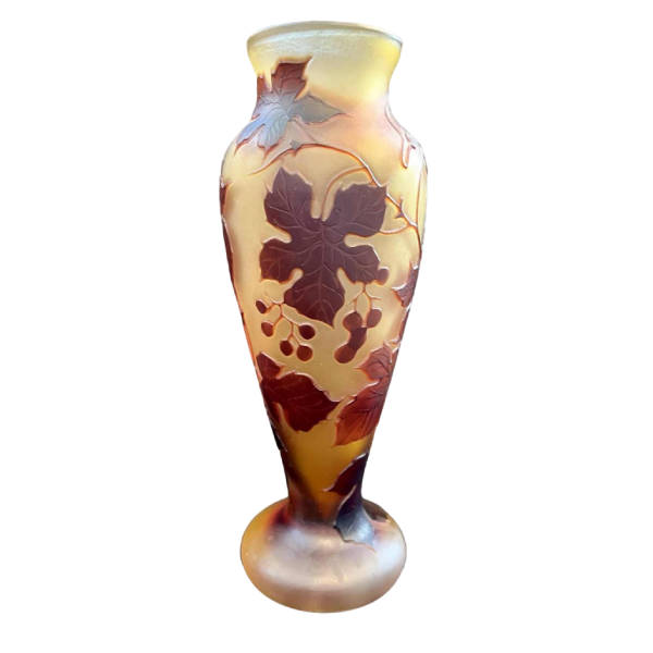 Émile GALLE, Art Nouveau pâte de verre vase with Virginia creeper design