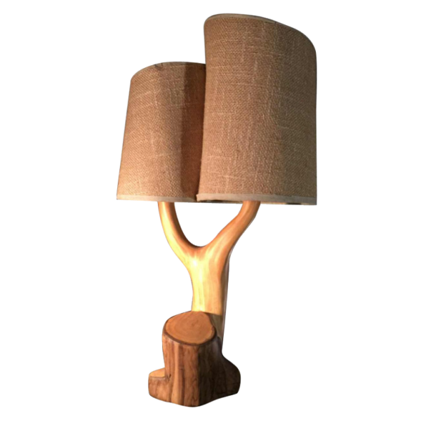Grandjean Jourdan Vallauris, ceramic table lamp "faux-bois", circa 1960