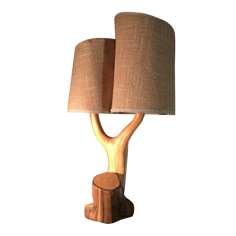 Grandjean Jourdan Vallauris, Lampe à poser céramique " faux-bois ", circa 1960