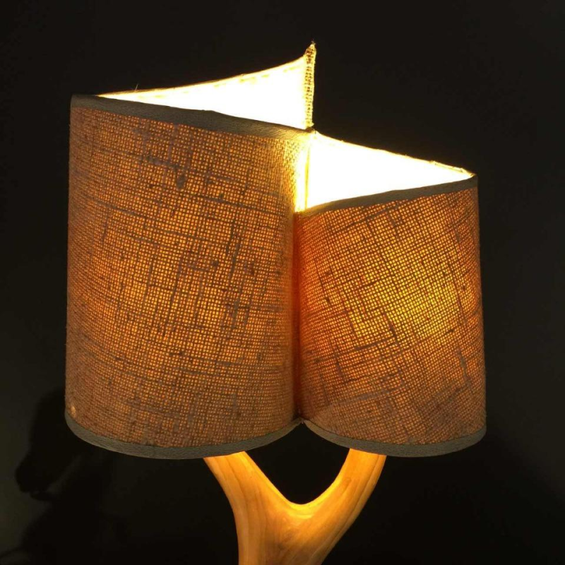 Grandjean Jourdan Vallauris, keramische tafellamp "faux-bois", circa 1960