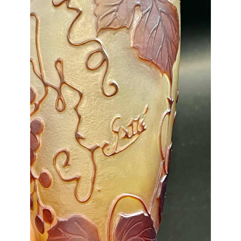 Émile GALLE, Art Nouveau pâte de verre vase with Virginia creeper design