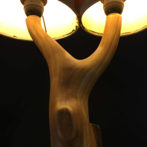 Grandjean Jourdan Vallauris, keramische tafellamp "faux-bois", circa 1960