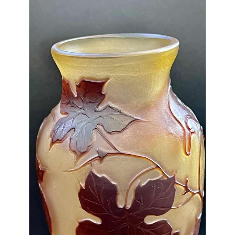 Émile GALLE, Art Nouveau pâte de verre vase with Virginia creeper design