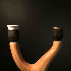 Grandjean Jourdan Vallauris, keramische tafellamp "faux-bois", circa 1960