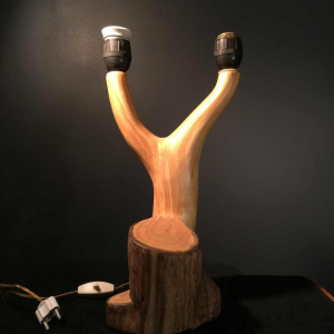 Grandjean Jourdan Vallauris, Lampe à poser céramique " faux-bois ", circa 1960